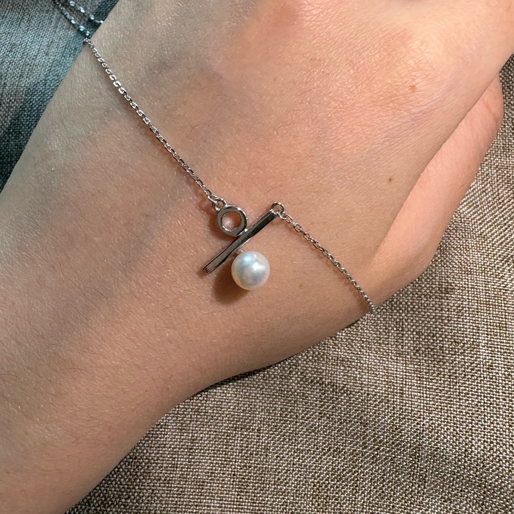 Elegant Silver natural freshwater Pearl Pendant Necklace